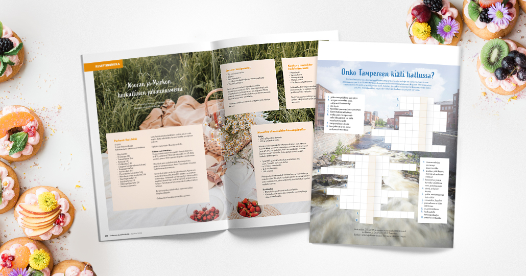 Henkilöstölehden ilmeuudistus - case: Linkosuon Aarne & Elsa Henkilöstölehden ilmeen uudistus Linkosuon Aarne & Elsa -lehdelle - aukeama ja takakansi