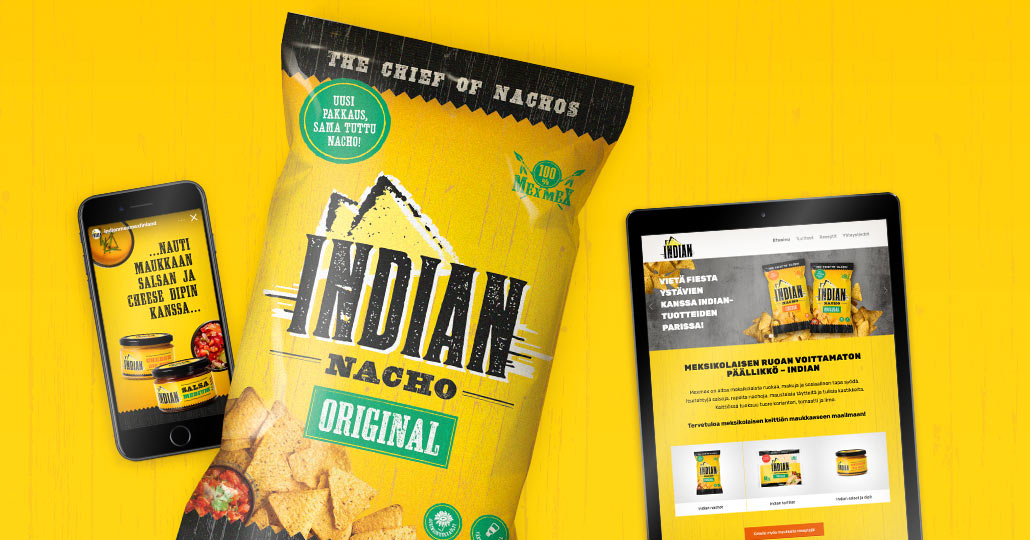 Indian brändi- ja markkinointiviestin päivitys someen, nettiin ja pakkauksiin