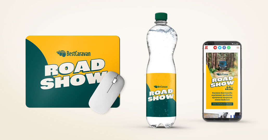 Tapahtumamainonta - case: BestCaravan Road Show Tapahtumamainonta. BestCaravan Road Show -tapahtuman markkinointimateriaalit
