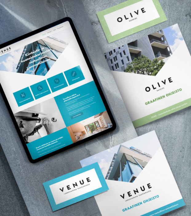 Visuaalisen ilmeen suunnittelu veljekset nuutinen Venue ja Olive