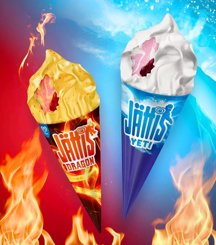 Pakkaussuunnittelu Ingmanille – Jättis Dragon ja Yeti -tuutit