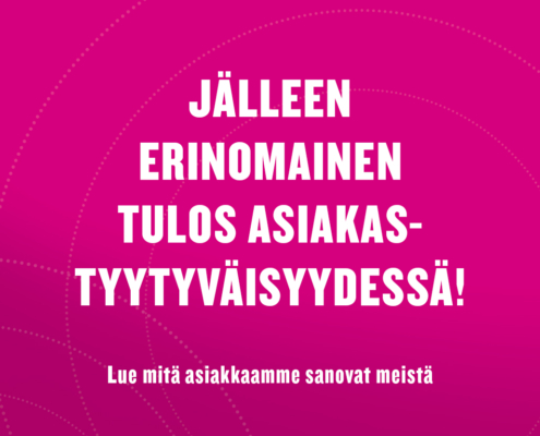 CheckPointin asiakastyytyväisyys saa jälleen huipputuloksen. Lue mitä asiakkaamme sanovat meistä.