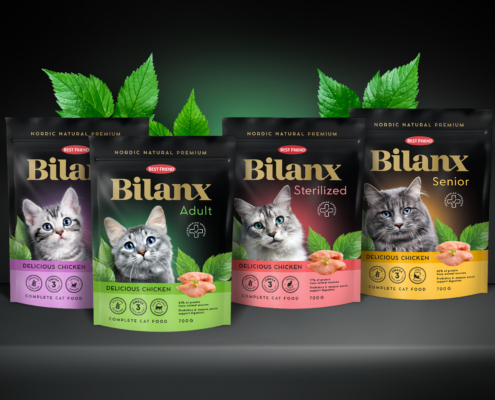 Brändi-ilmeen uudistus. Kuvassa Bilanx pakkauksia.