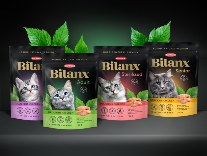 Brändi-ilmeen uudistus. Kuvassa Bilanx pakkauksia.
