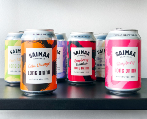 Kuvassa Saimaa Brewings tölkkejä.